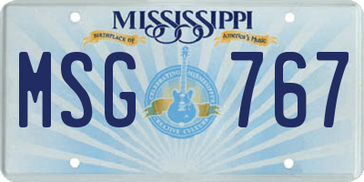 MS license plate MSG767