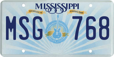 MS license plate MSG768