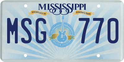 MS license plate MSG770