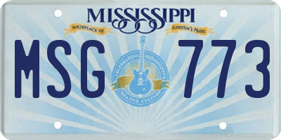 MS license plate MSG773