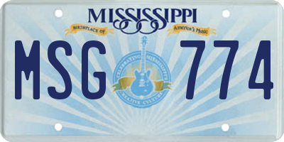 MS license plate MSG774