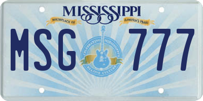 MS license plate MSG777