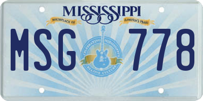 MS license plate MSG778