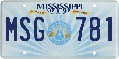 MS license plate MSG781