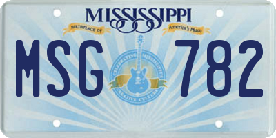 MS license plate MSG782