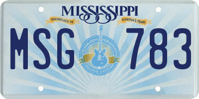 MS license plate MSG783