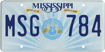 MS license plate MSG784