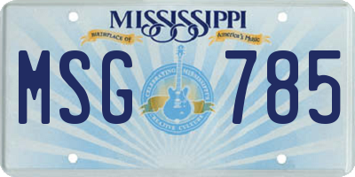 MS license plate MSG785