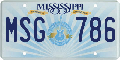 MS license plate MSG786