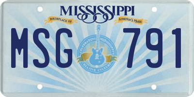 MS license plate MSG791