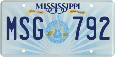 MS license plate MSG792