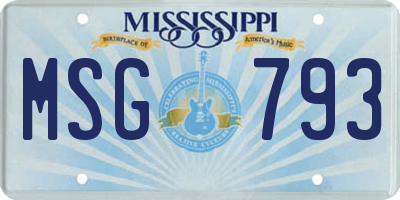MS license plate MSG793
