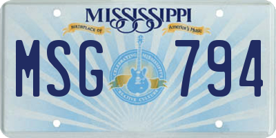 MS license plate MSG794