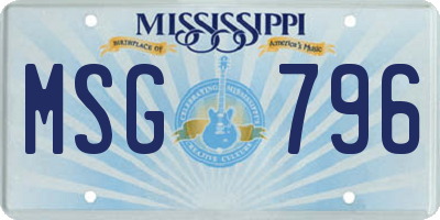 MS license plate MSG796