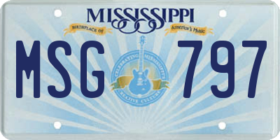 MS license plate MSG797