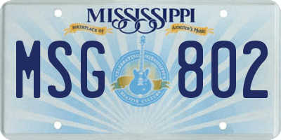 MS license plate MSG802