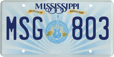 MS license plate MSG803