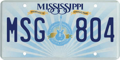 MS license plate MSG804