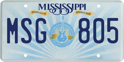 MS license plate MSG805