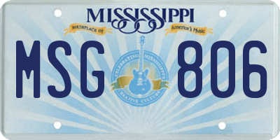 MS license plate MSG806