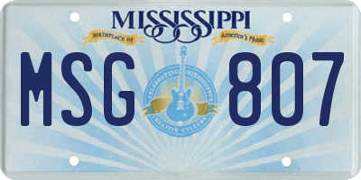 MS license plate MSG807