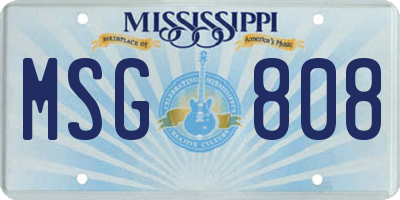 MS license plate MSG808