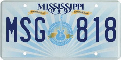MS license plate MSG818