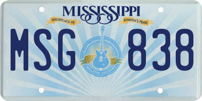 MS license plate MSG838
