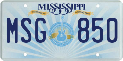 MS license plate MSG850