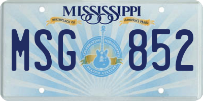 MS license plate MSG852