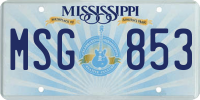 MS license plate MSG853