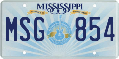 MS license plate MSG854
