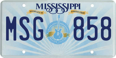 MS license plate MSG858