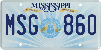 MS license plate MSG860
