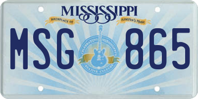 MS license plate MSG865