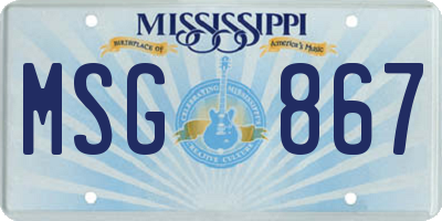 MS license plate MSG867