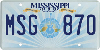 MS license plate MSG870