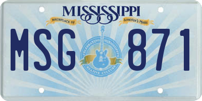 MS license plate MSG871