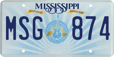 MS license plate MSG874
