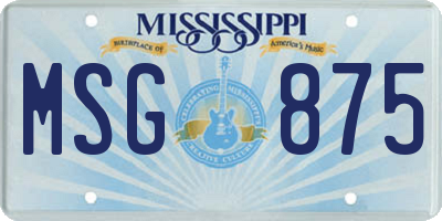 MS license plate MSG875