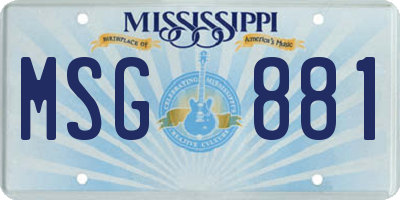 MS license plate MSG881