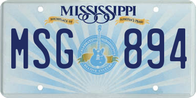 MS license plate MSG894