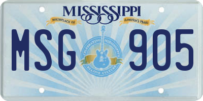 MS license plate MSG905