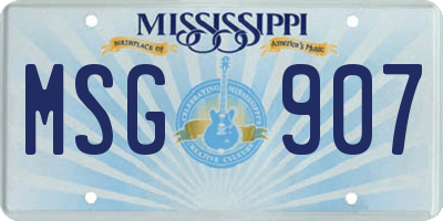MS license plate MSG907