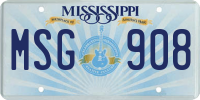 MS license plate MSG908
