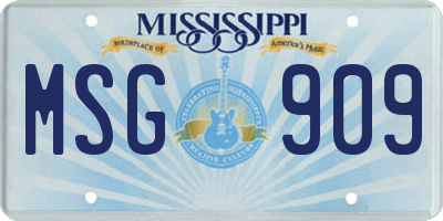 MS license plate MSG909