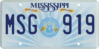 MS license plate MSG919