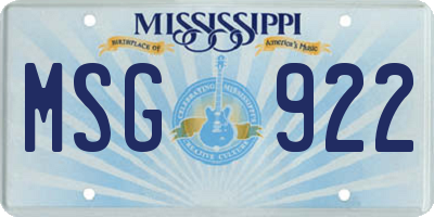 MS license plate MSG922