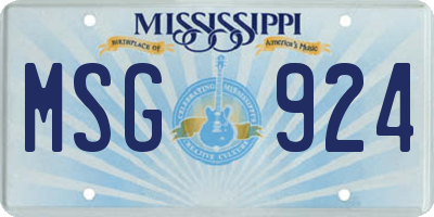 MS license plate MSG924