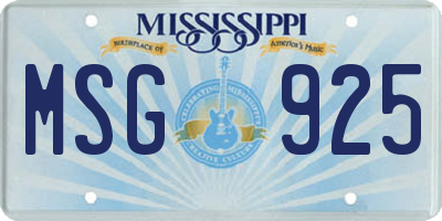 MS license plate MSG925